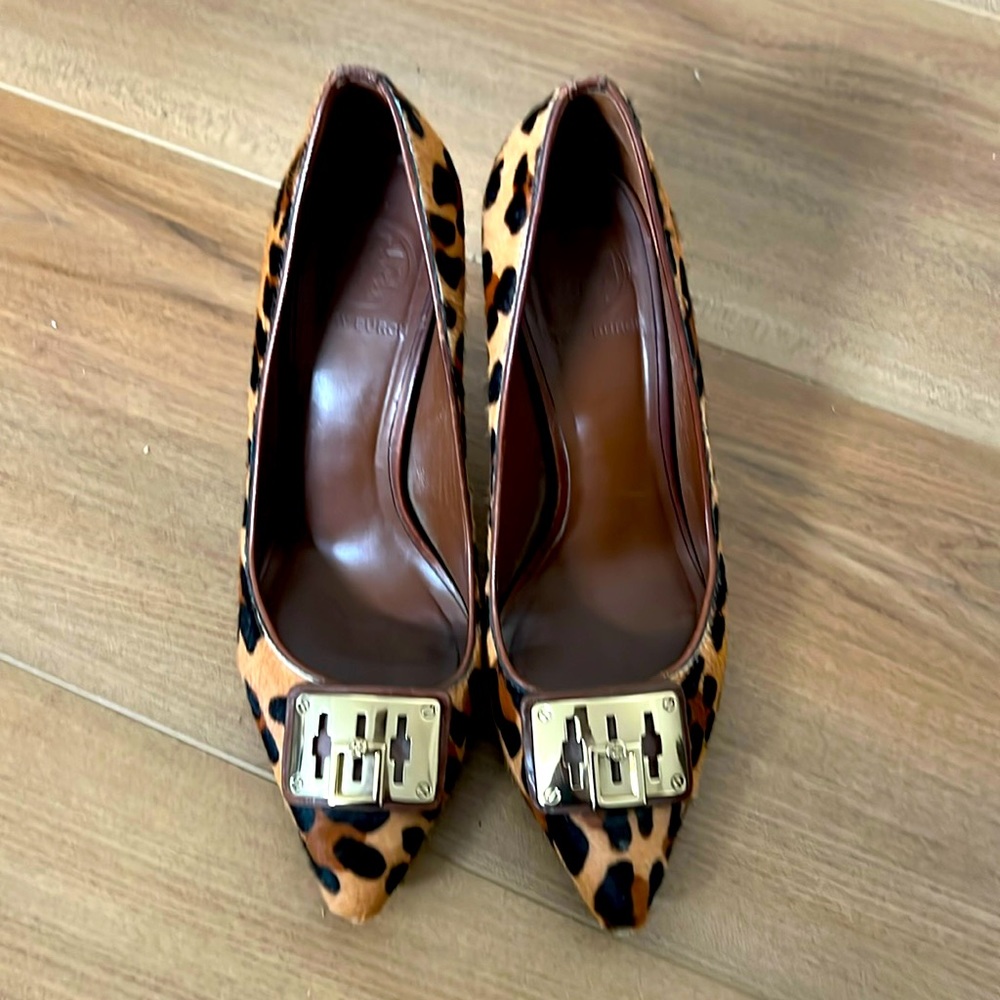 Smart, Tory Burch CalfHair Heels- heel height approx 3.75 inches